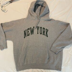 Brandy Melville New York Hoodie Gray, One Size